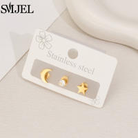 3Pcs Pendientes De Estrella Y Luna Pequeña En Acero Inoxidable Joyería Diaria Para Adolescentes Regalo De Cumpleaños Para Mujer Bijoux - details 3