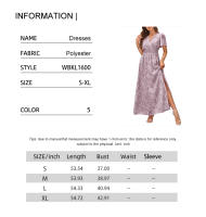 Vestido Maxi de Verano Elegante Cuello en V, Manga Abullonada, Cintura Alta, Encaje, Vestido de Moda para Mujeres con Abertura de Rodilla - details 0