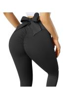 Pantalones de yoga nude sin costuras para mujer, ropa de fitness y deportes, lifting de cadera, melocotón, pajarita, sólido - details 2