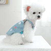 Ropa De Mascota 1PC Primavera Otoño Falda De Denim Con Flores Y Suspensión Para Perros De Tamaño Pequeño Y Medio - details 5