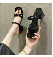 Nueva Moda de Verano Sandalias Plisadas Gruesas con Tacón Medio y Punta Descubierta - details 1