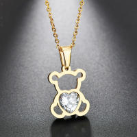 Collar Colgante Forma De Oso Para Mujer Estilo Bohemio Con Inlazamiento De Cristal En Forma De Corazón Accesorio De Fiesta Regalo - details 4