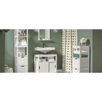 SoBuy Armario de Baño Mueble Baño Auxiliar Organizador con 1 Comportamiento Abierto y 2 Puertas 70 x 35 x 90 cm Blanco BZR121-W ES - details 28
