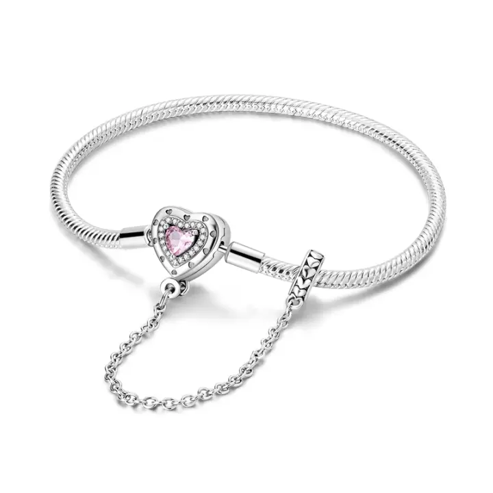 Collar clásico de Plata de Ley 925 para mujer, collar circular Simple, compatible con cuentas originales, joyería de cumpleaños y boda - 1