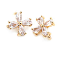 10 Uds. De latón y circonita de Color dorado de 18K, 3 agujeros, pulseras con conexión de flores, collares, cuentas espaciadoras, fabricación de joyas Diy de alta calidad - details 18