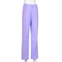 Pantalones de corte casual con plumas rectas de color liso para mujer, e, otoño e invierno, nuevo - details 18