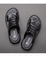 Zapatillas de hombre de piel auténtica, modernas sandalias informales de verano para exteriores, chanclas de playa para hombre, zapatos para hombre - details 2