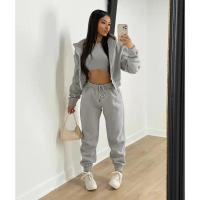 Conjunto de ropa de mujer de 3 piezas, suéter con capucha con forro polar, camiseta sin mangas y pantalones deportivos - details 4