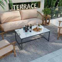 Mesa de centro de mármol para café: Mesa auxiliar de café con marco de metal estilo nórdico moderno para sofá de salón 100x60x43cm (gris) - details 11