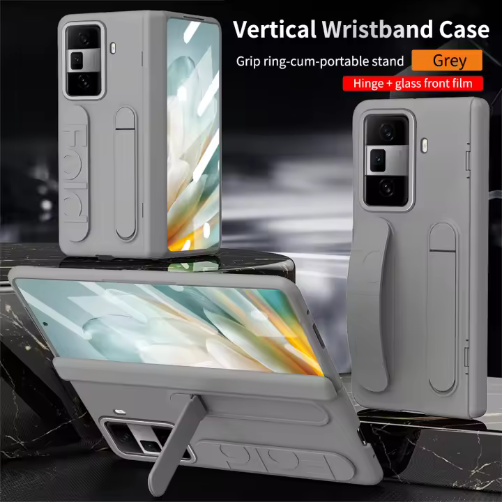 Funda de teléfono de pulsera Vertical de lujo con soporte integrado y película frontal de vidrio para Honor Magic VS 3 - 1