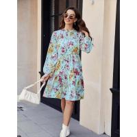 Vestido de manga larga para mujer, falda de pastel floral informal elegante para moda joven nueva - details 6