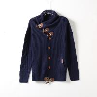 Suéter de punto tipo cárdigan de un solo pecho con cuello alto para hombre, para otoño e invierno - details 3