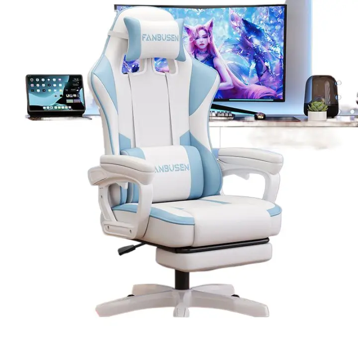 Silla Gaming de Altura Ajustable Diseño Ergonómico Material de Piel Sintética - 1