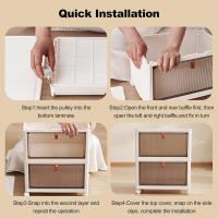 Caja de almacenamiento de plástico plegable, gruesa y duradera, transparente, apilable con tapas y ruedas, para dormitorios, salas de estar, coche - details 5