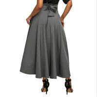 Faldas largas plisadas de cintura alta para mujer, falda de satén acampanada Vintage, Swing completo, informal, elegante, ajustada, para fiesta, otoño - details 8