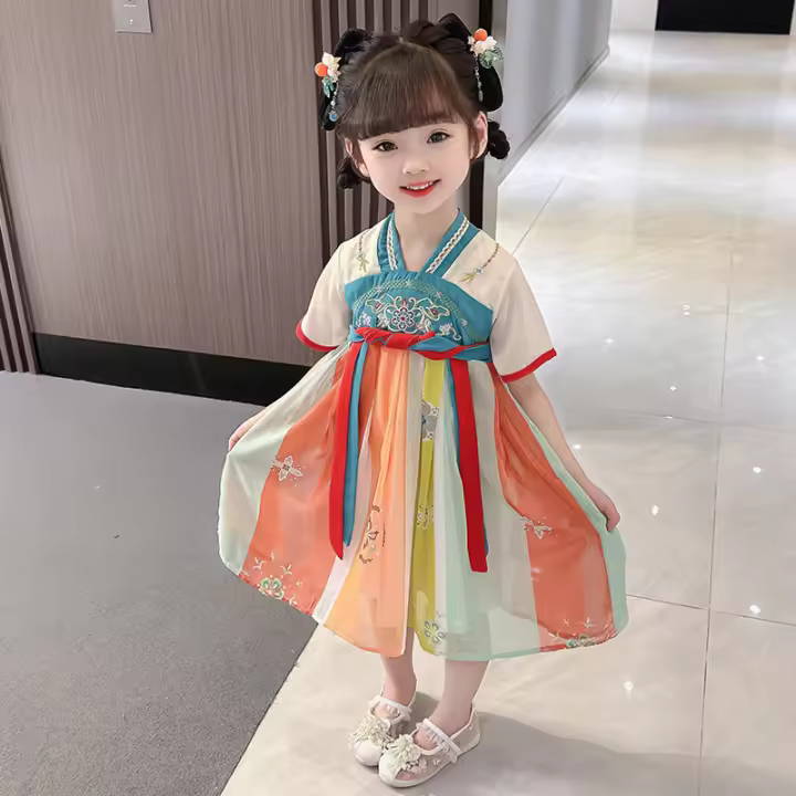 77187 Hanfu verano Ru falda niñas Tang estilo chino Han Element vestido súper inmortal para niños - 1