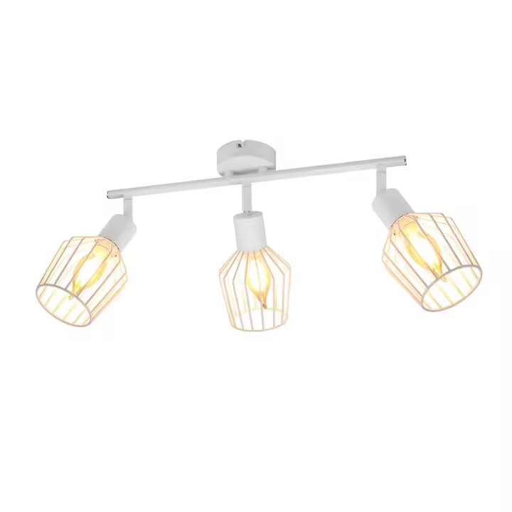 CBJKTX 3 Focos de Techo E14 - Metal 350 °   Lámpara de pared giratoria industrial para pasillo y sala de estar, color blanco - 1