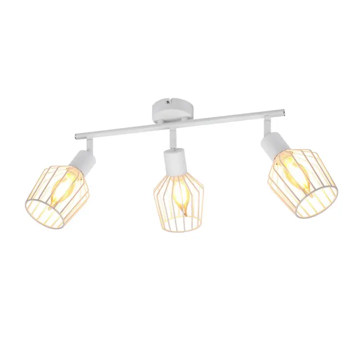 CBJKTX 3 Focos de Techo E14 - Metal 350 °   Lámpara de pared giratoria industrial para pasillo y sala de estar, color blanco - 1