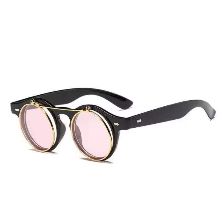 Gafas de sol Retro con tapa para hombre y mujer, lentes de sol redondas con montura pequeña de Metal, Vintage, para conducir al aire libre, para verano - 1