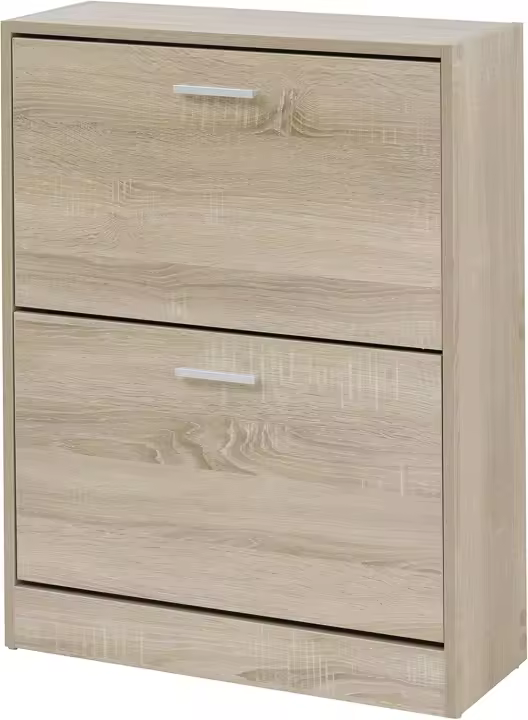 Zapatero con Puertas de Entrada en Madera Melamina. Armario de Zapatos 12 Pares con 2 Puertas abatibles y Doble Fondo 24x63x81 cm - 1