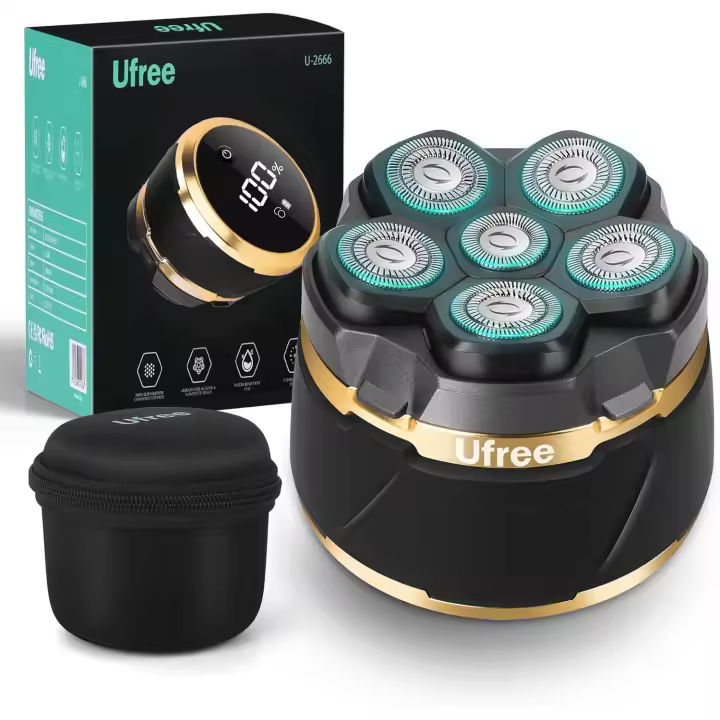 Afeitadora Ufree para Cabeza Baldía Afeitadora Eléctrica Recargable Cepillo Magnético 6D - 1