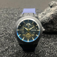 Reloj deportivo de cuarzo con correa de silicona y esqueleto de luz azul para hombre de nueva tendencia - details 7