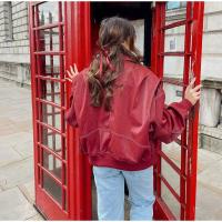 Chaqueta Bomber de Cuero para Mujer Arayas Casuales con Cremallera Chaquetas de Manga Larga Sueltas con Borla Moda 2024 - details 16