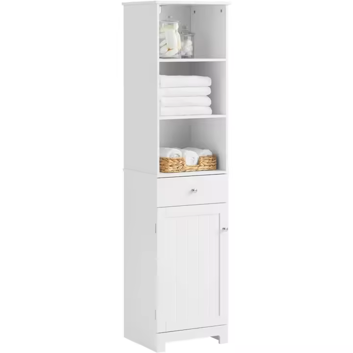 BZR17-W Mueble Columna de baño, Armario Alto baño,161 x 40 x 35 cm,ES (Blanco) - 1