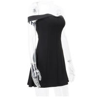 Ini-vestido de corte en A para mujer, elegante, ajustado de corte bajo, Espalda descubierta, cintura retractada, elegante - details 1