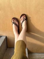 Chanclas planas, zapatos para mujer, ropa de verano, nuevo diseño de nicho casual, playa, vacaciones, sandalias con punta abierta. - details 3