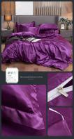 Juego de ropa de cama de satén, funda de edredón de alta gama, individual, doble, tamaño Queen, Color sólido - details 16