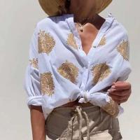Camisa estampada en 3D para mujer, blusa holgada informal de manga larga con botones para otoño e invierno, 2024 - details 8
