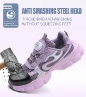 Zapatos de seguridad con cabeza de acero para mujer con botones de verano, zapatos de trabajo para mujer de fábrica con parte superior transpirable - details 3