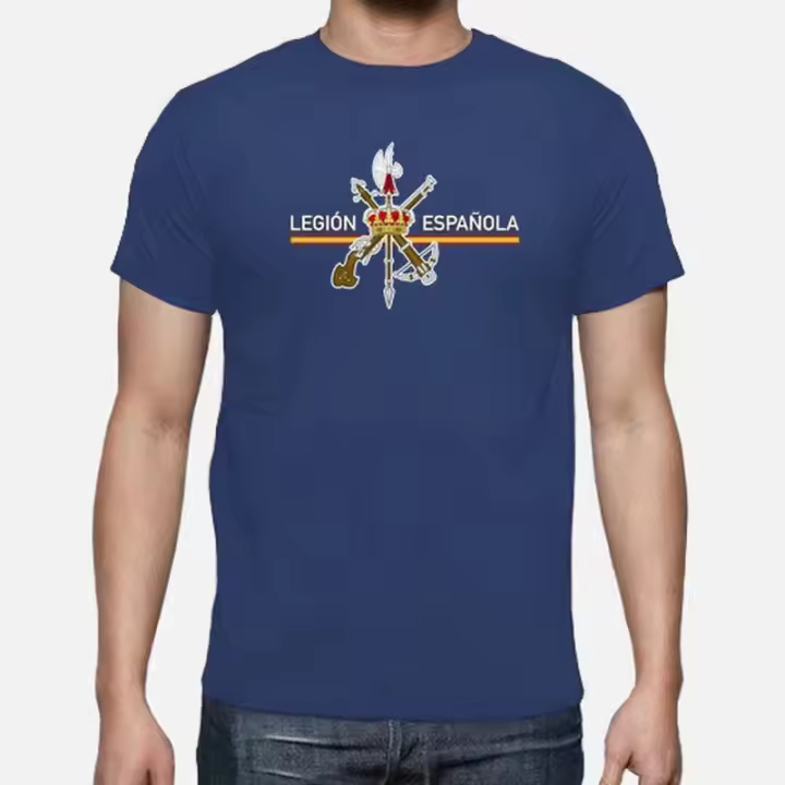 Camiseta de Legión Española 100% Algodón, Cuello Redondo, Manga Corta, Moda de Calle para Hombres en Verano - 1