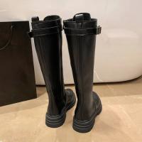 Botas de combate con plataforma alta para mujer, zapatos de cuero negro con cordones hasta la rodilla - details 6