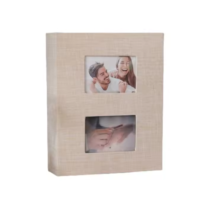 Álbum de fotos con cubierta de lino, 200 piezas, tipo Interleaf, 6 pulgadas, libro de fotos, almacenamiento de fotos, álbum de recortes grande - 1