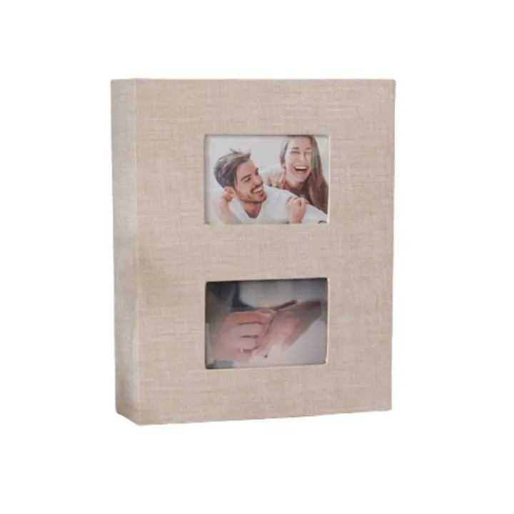 Álbum de fotos con cubierta de lino, 200 piezas, tipo Interleaf, 6 pulgadas, libro de fotos, almacenamiento de fotos, álbum de recortes grande - 1