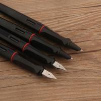 Pluma estilográfica negra de moda, bolígrafo de tinta con punta doblada de plástico de cuerpo largo de 0,38 mm y 0,5 mm, suministros de oficina, papelería, novedad de 2022 - details 2