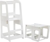 Torre Aprendizaje Plegable Montessori 2 en 1 Convertible en Mesa y Silla, Ayudante de Cocina de Madera, - details 4