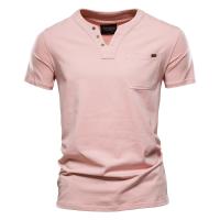 Camisetas informales de algodón para hombre del día del padre, camiseta clásica con cuello en V de Color sólido, camisetas de manga corta de alta calidad para hombre - details 6