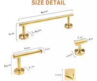 Juego De Accesorios Para Baño Toallero, Oro Cepillado, 6piezas - details 2