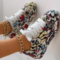 Zapatillas de deporte para mujer, zapatillas de deporte de suela gruesa aumentadas para mujer, nuevos zapatos blancos con grafiti pintados a mano para mujer, zapatos informales para exteriores de talla grande - details 9