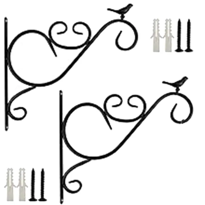 Soporte de planta colgante de pared, farol de Metal de hierro Retro, colgador de pared para plantas colgantes, alimentador de pájaros y flores - 1
