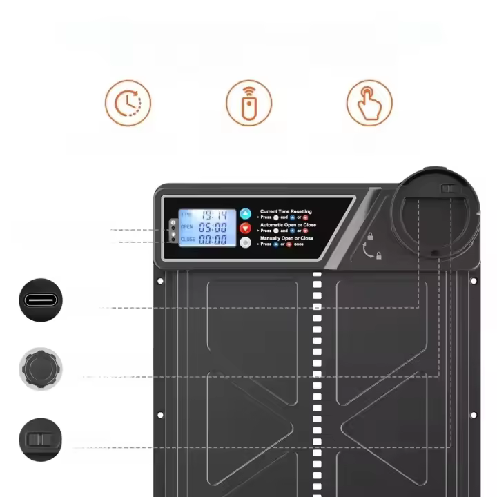 Puerta Automática Para Pajarera Con Timer Y Solar Protección Contra Predeadores De Aleación De Aluminio Duradero Para Pollos - 1