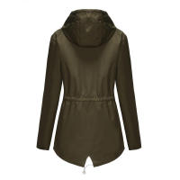 Camiseta impermeable con capucha a rayas de manga larga para mujer, longitud media - details 30