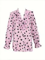 Novedad de Primavera-Verano 2025 Blusa de Manga Larga con Cuello en V y Volantes para Mujer - details 5