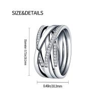 Anillo de Plata de Ley 925 con Encanto de Líneas Brillantes Diseño de Estrella, Luna, Flor para Mujer, Joyería de Boda - details 2