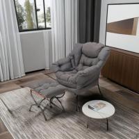 Silla perezosa con otomana, silla moderna con reposabrazos y bolsillo lateral, sillón de lectura con reposapiés para espacios pequeños, color verde afelpado - details 20