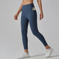 Hmidou-mallas de gimnasio con bolsillos para mujer, pantalones de Yoga, Fitness, cintura alta, Control de barriga, correr, entrenamiento - details 9