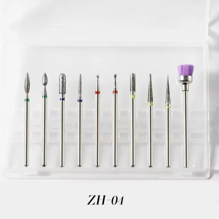 Fresas de diamante de calidad para manicura, máquina eléctrica para limpiar cutículas de los pies, herramienta de pulido de uñas, 10 piezas - 1